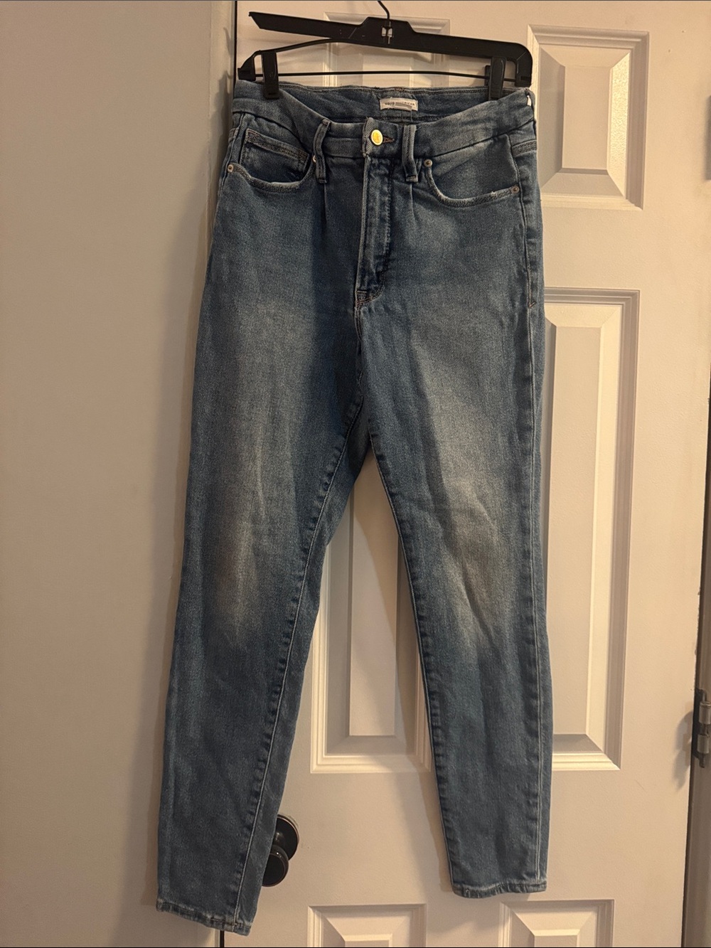 Good American High-Rise Light Blue Tapered Jeans